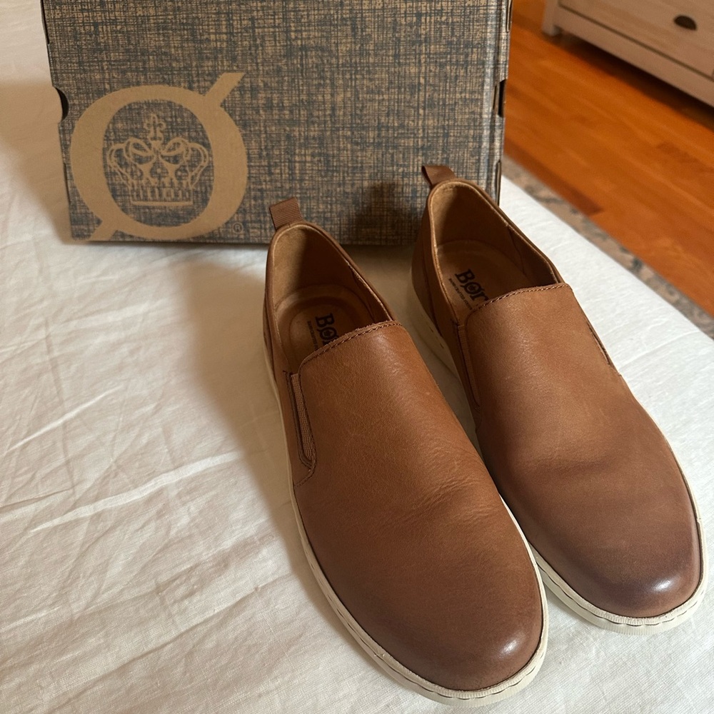 Brown Slip-On Leather Shoes. Born Morgan Men’s Size 13.